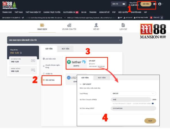 Dùng USDT gửi tiền vào tài khoản cá cược ngay